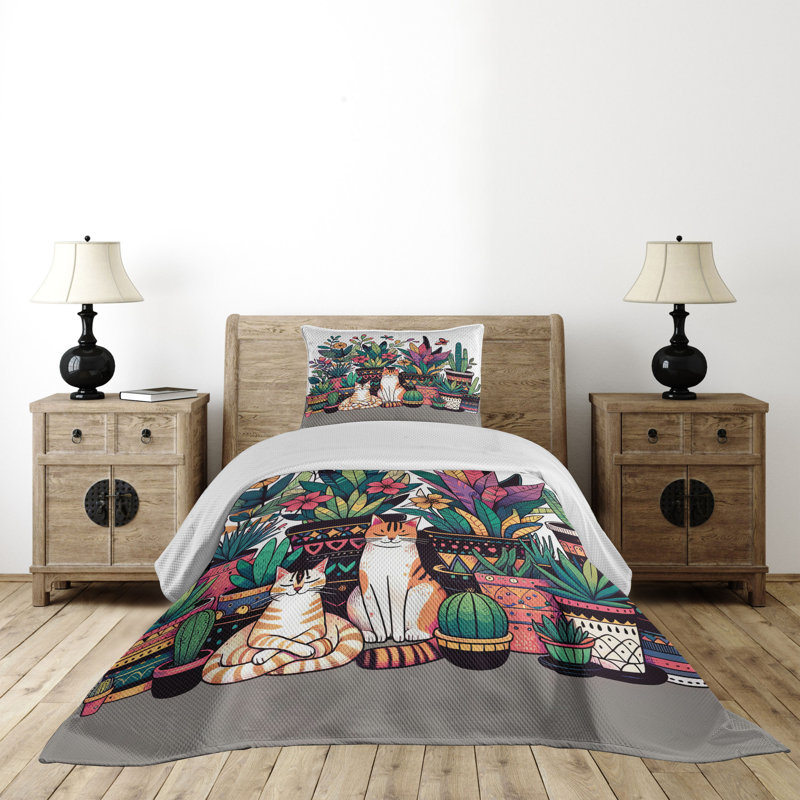 Polyester Floral Coverlet, Twin Coverlet + 1 Standard Shams