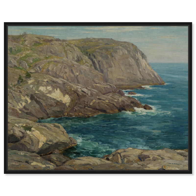 «Monhegan Headlands» par William's Robinson, art mural par Art Remedy, Cadre noir, H 17 po x l 21 po