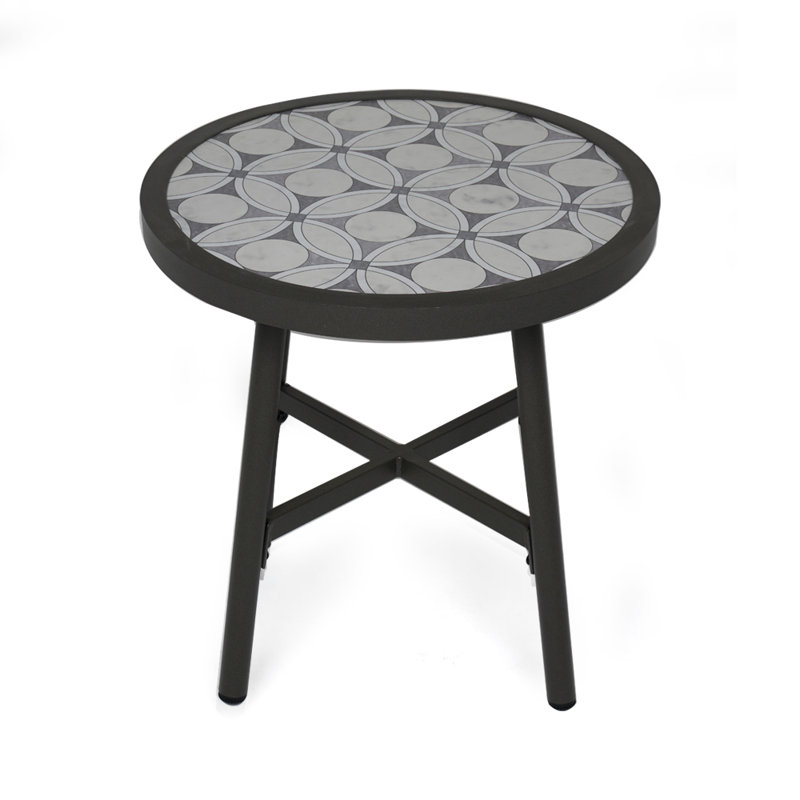 Shurlock Round Metal Outdoor Side Table , 18.9'' in. W 18.9'' in. D