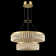 Double tiered LED pendant in a gold finish and delicate lattice detailed crystal glasses with scalloped edge