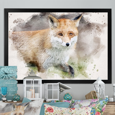Abstrait renard roux - reproduction sur toile avec cadre flottant
