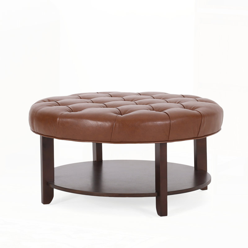 ROUND OTTOMAN, Light Brown