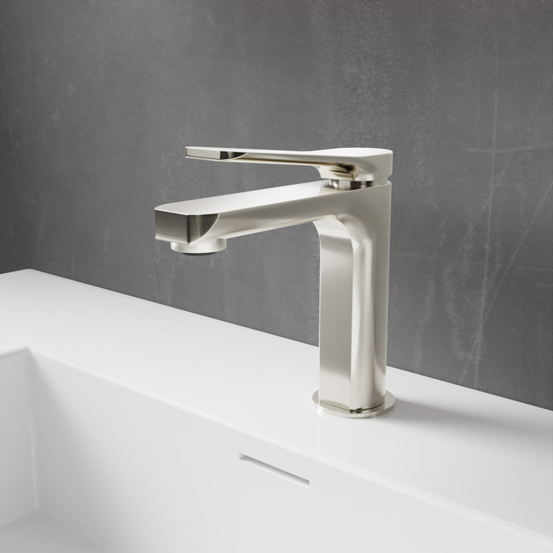 Single-Hole Single-handle Bathroom Faucet with Drain Assembly, Brushed Nickel