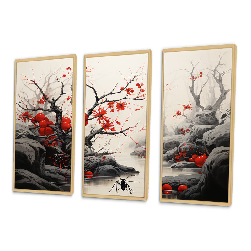 Ensemble de décoration murale flamants roses, H 40 po x l 60 po, Cadre naturel flottant