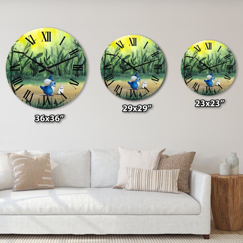 Caricature de personnages en forêt - Horloge murale traditionnelle, Petit