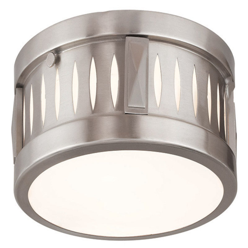 Plafonnier encastré en verre Hyrum, H 4 po x l 10 po x P 10 po, Nickel brossé