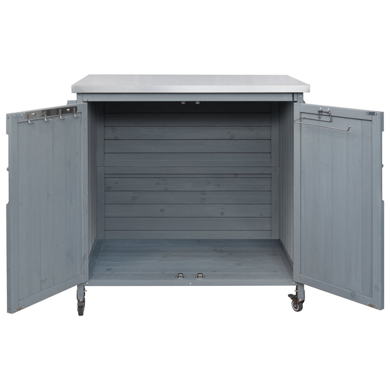 Chariot de barbecue extérieur avec tablette latérale, Gris
