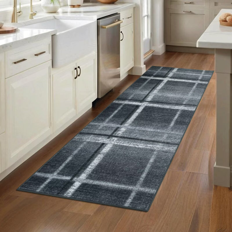 Extra Large Geometric Machine Washable Rug with Non Slip Backing Contemporary Low Pile Foldable Floor Cover for Living Room Bedroom Office
