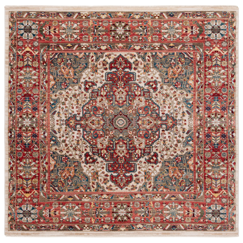 Tapis performance oriental Kurtz, Carré 6 pi 7 po, Ivory/Blue