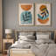 «Mid Century Shape Orange Green Pastel Polygon Abstract», reproduction d'art moderne sur toile encadrée 2 pièces-71660438-71660437