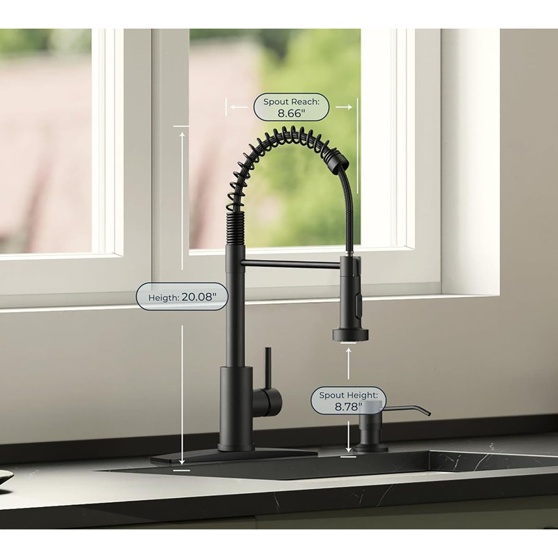 Matte Black Stainless Steel Pull Down Kitchen Faucet
