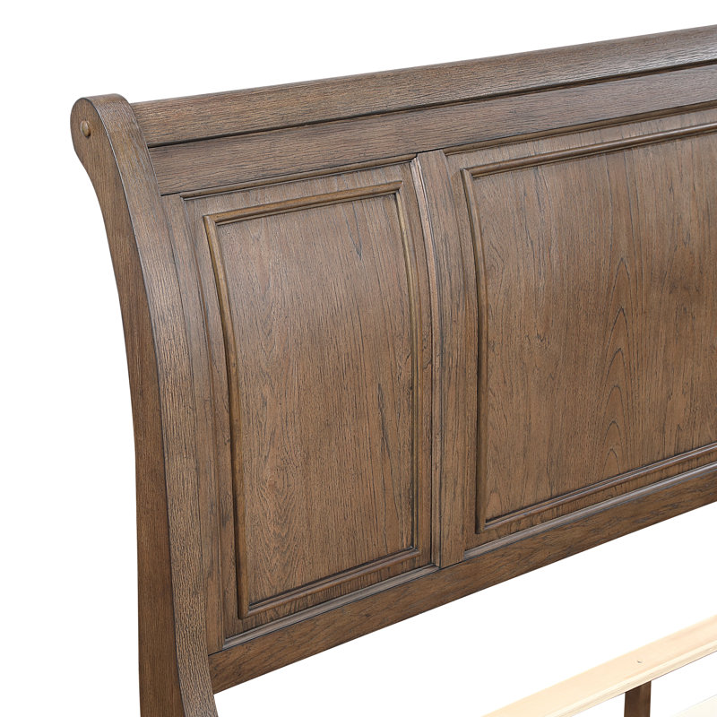 Alek Transitional Storage Platform Bed with Dovetail Footboard Drawers, Antique Brown, King