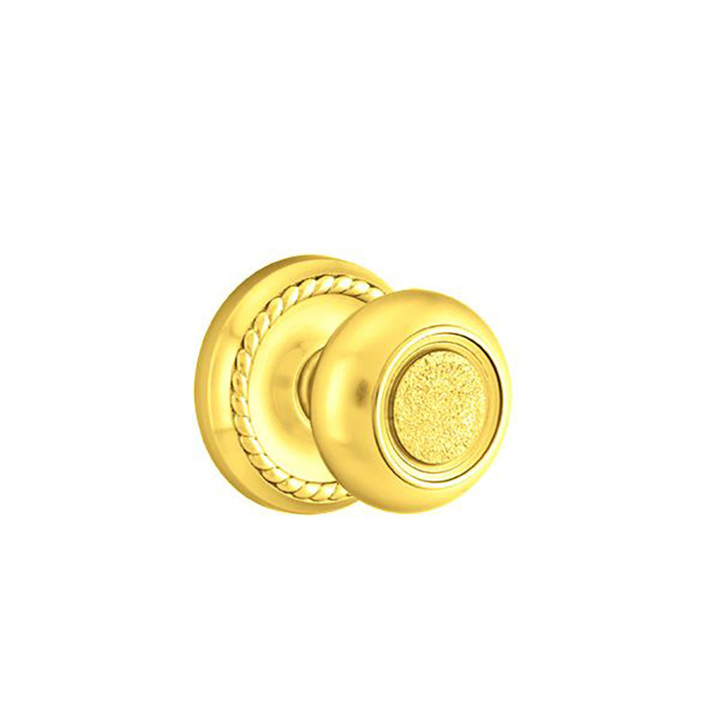 Ensemble de faux boutons Emtek avec rosette en corde et bouton Belmont, Laiton poli