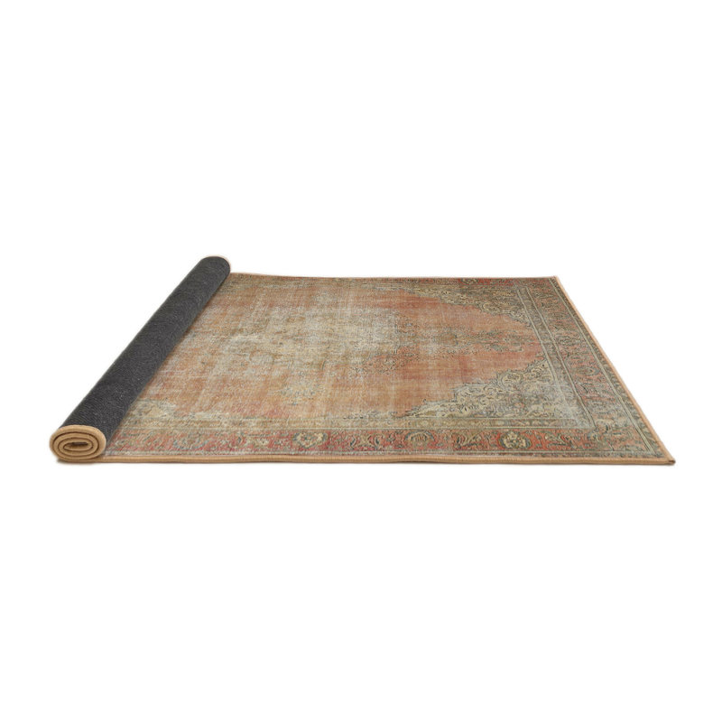 Tapis d'intérieur en laine tissé à la machine oriental rouge / gris, Rond 6 pi