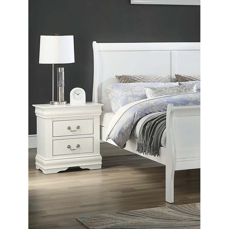 1pc Table de chevet blanche Louis Philippe, Blanc