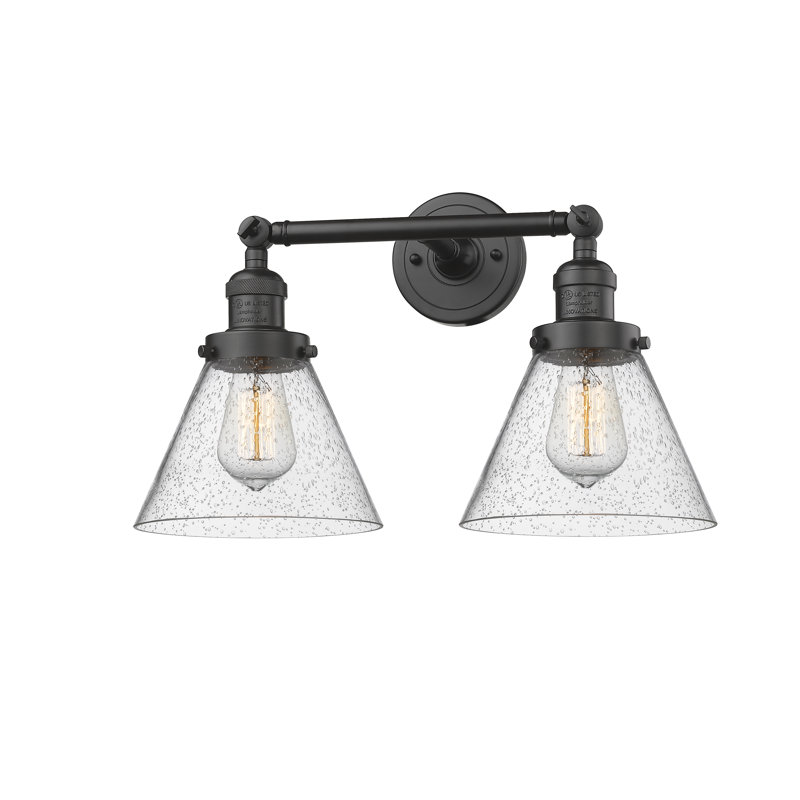 Cone 2 Light Bath Vanity Light, 6 Watt Vinage LED Bulb, Seedy, Satin Gold