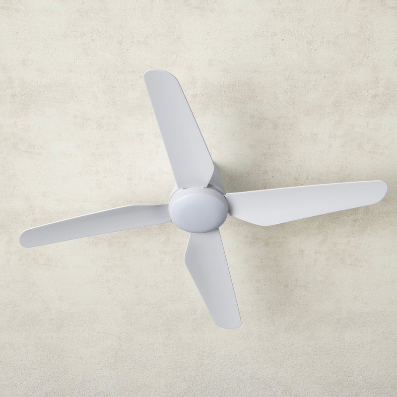 White Low Profile 52'' Ceiling Fan with Remote and LED Light