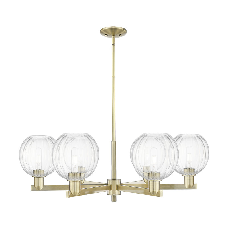 Lustre suspendu 6 lumières Hailsham, Clair, Laiton antique