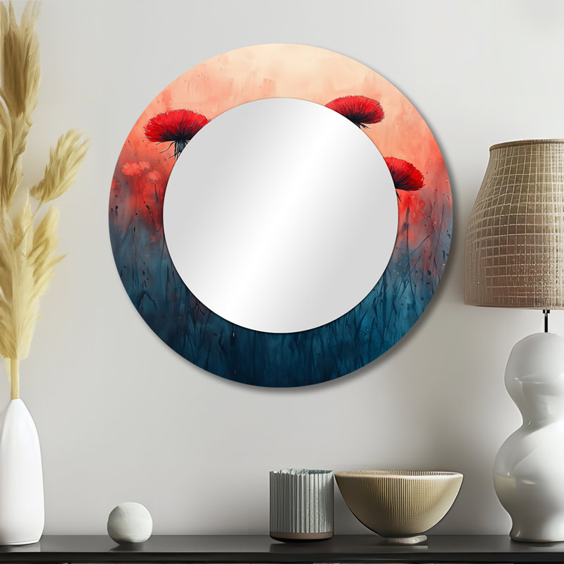 Scatter The Seeds In Bold Hues Abstract I - Miroir pissenlit, décoration murale - imprimé sur métal, 23 po x 23 po