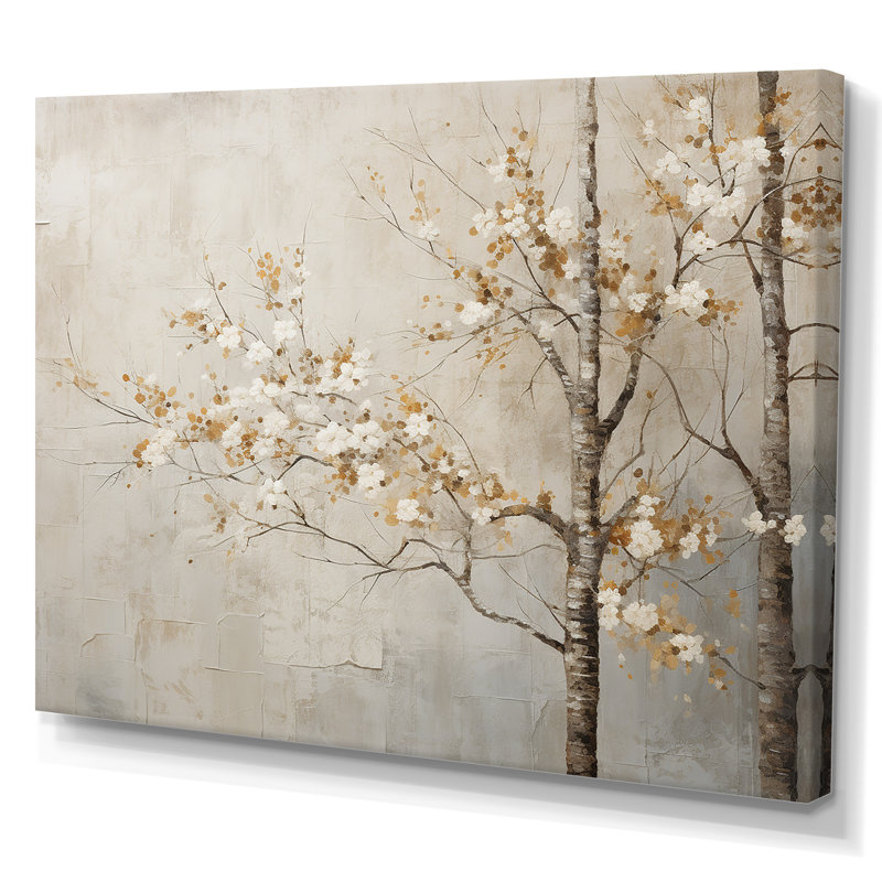 Harmonisation des arbres beiges III sur toile, H 34 po x l 44 po x P 1,5 po, Toile tendue