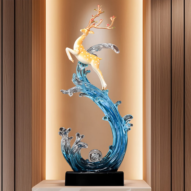 26.18"Blue resin irregular-shaped artwork