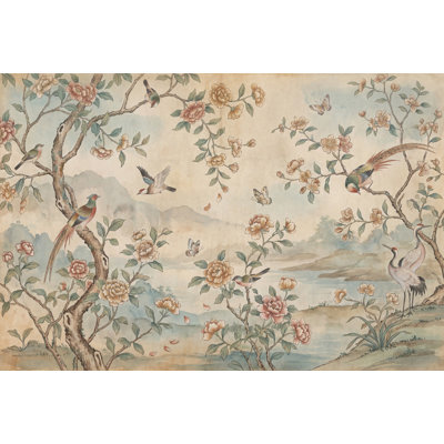 Muted Green Wallpaper Vintage Removable Chinoiserie Wall Decor