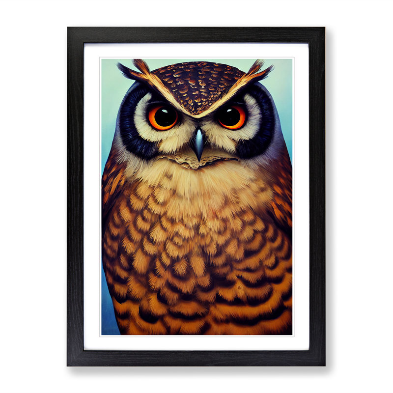 XV1022-3135X Owl Portrait No.1 - Single Picture Frame Print, Black, 64cm H x 46cm W x 2cm D
