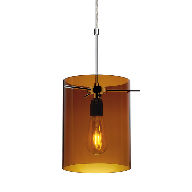 Luminaire suspendu cylindrique simple 1 lumière London, Chrome, bleu