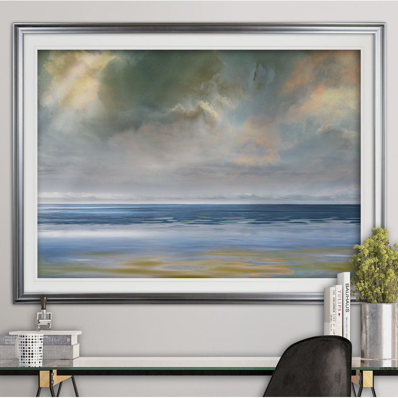 « reflection of light », reproduction de peinture à l’acrylique encadrée, Argent, H 30 po x l 40 po x P 1,5 po