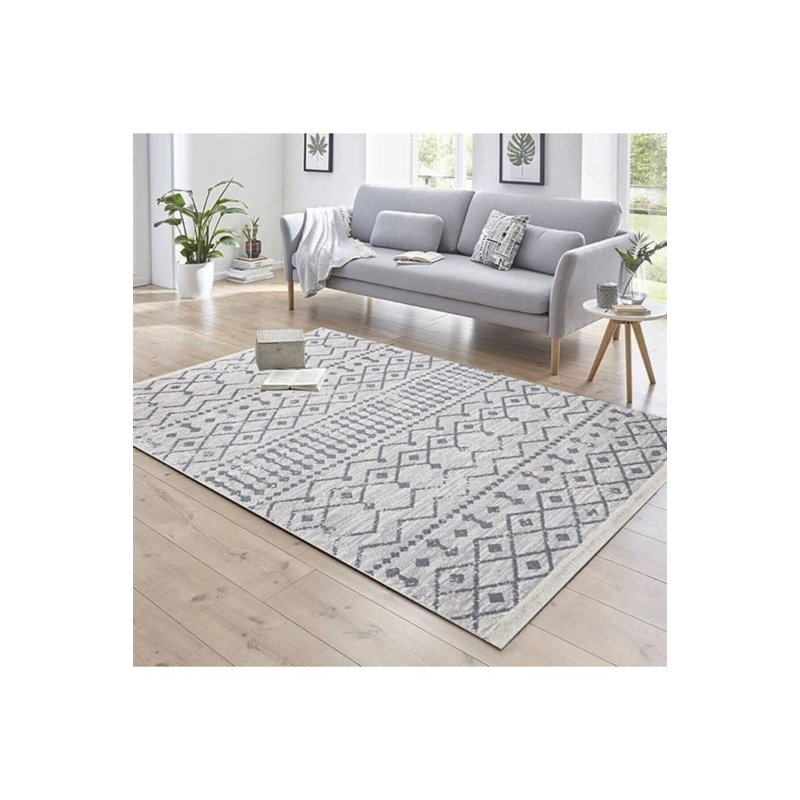 Tapis réversible 100% coton Dobney, 47,2 po x 70,9 po | Antibactérien, lavable à la machine à 86 ° F | Couleur gris doux, parfait pour le salon et la chambre à coucher, design durable et élégant