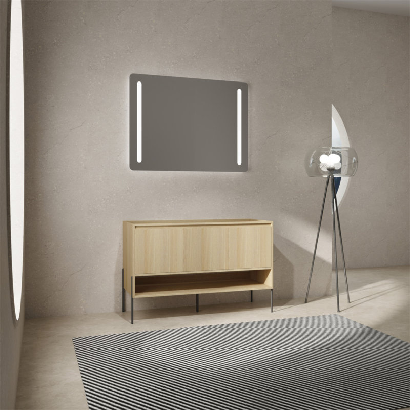 Meuble-lavabo autoportant avec 3 portes à fermeture douce et beaucoup de rangement, rehaussant l'élégance et la fonctionnalité des salles de bain modernes