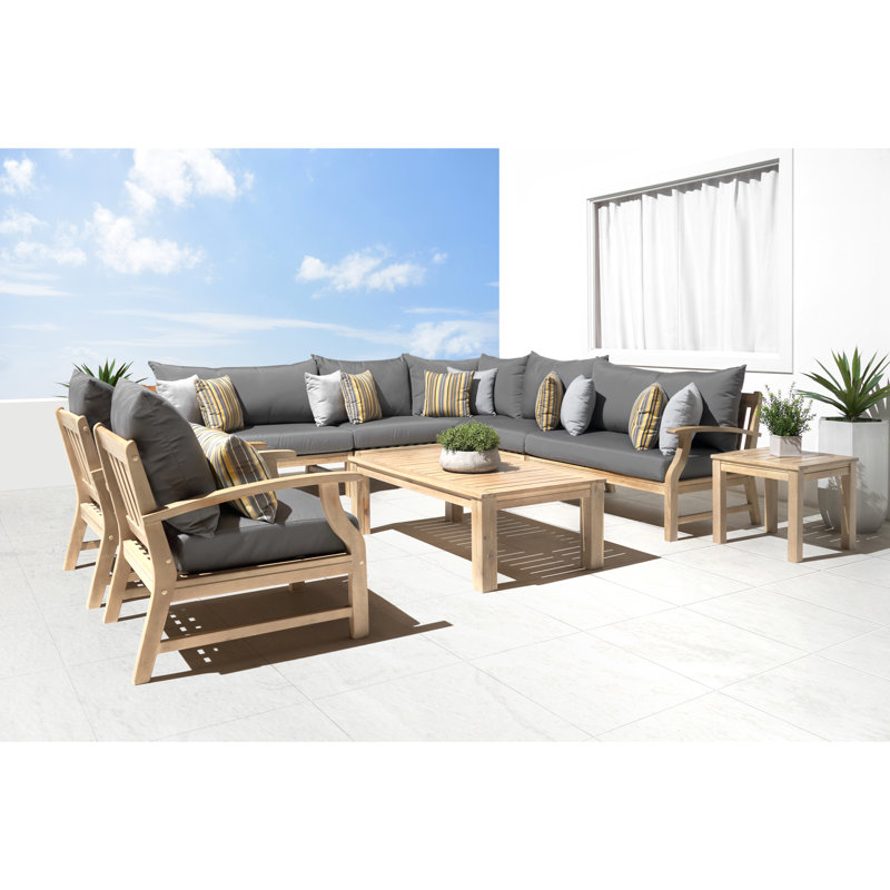 Ensemble de conversation modulaire 9 pièces avec housses de coussin Sunbrella Paulet, Sunbrella® gris anthracite