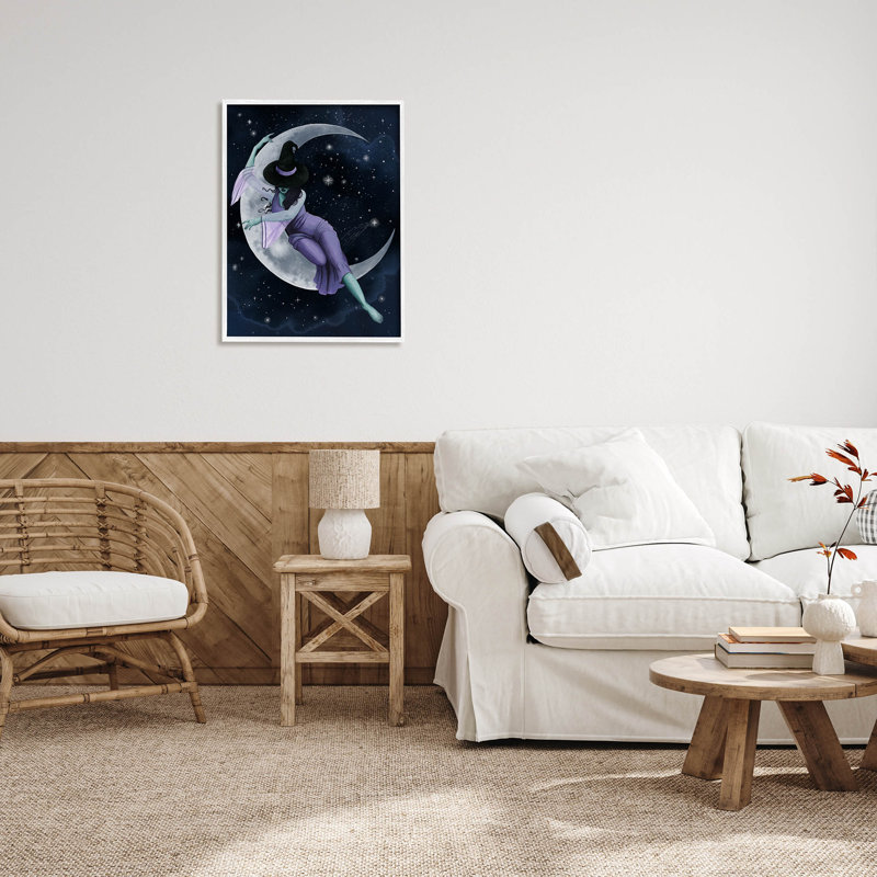 «Moon Witch Starry Night Sky» par Grace Popp - impression sur bois, H 30 po x l 24 po x P 1,5 po