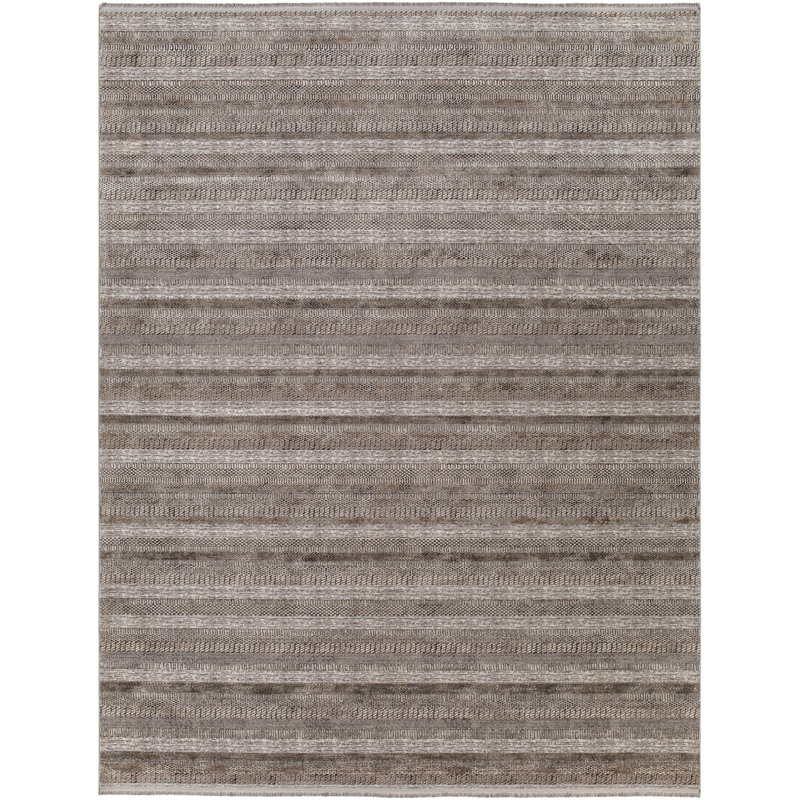 Tapis gris à rayures Haalah, Rectangle 9 pi x 12 pi