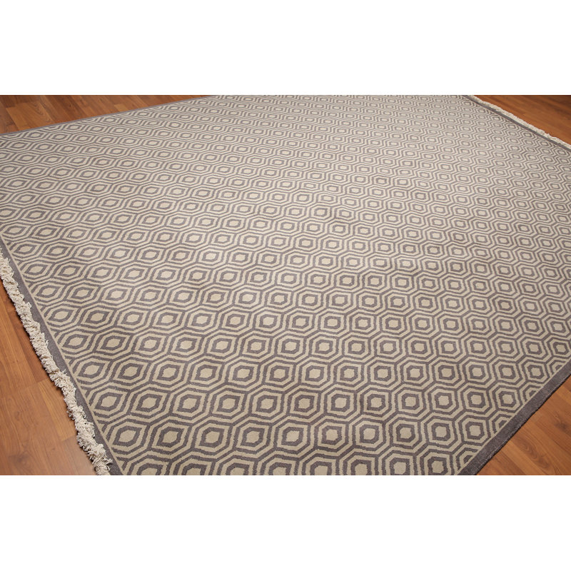 Tapis de zone en laine 9 pi x 12 pi noué la à la main one-of-kind Draeger