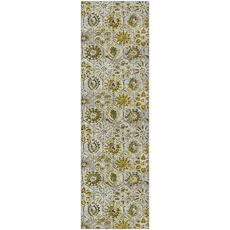 Premium Machine Washable Mayfield AMF1938 Floral Rug, Runner 2'3" x 7'6"