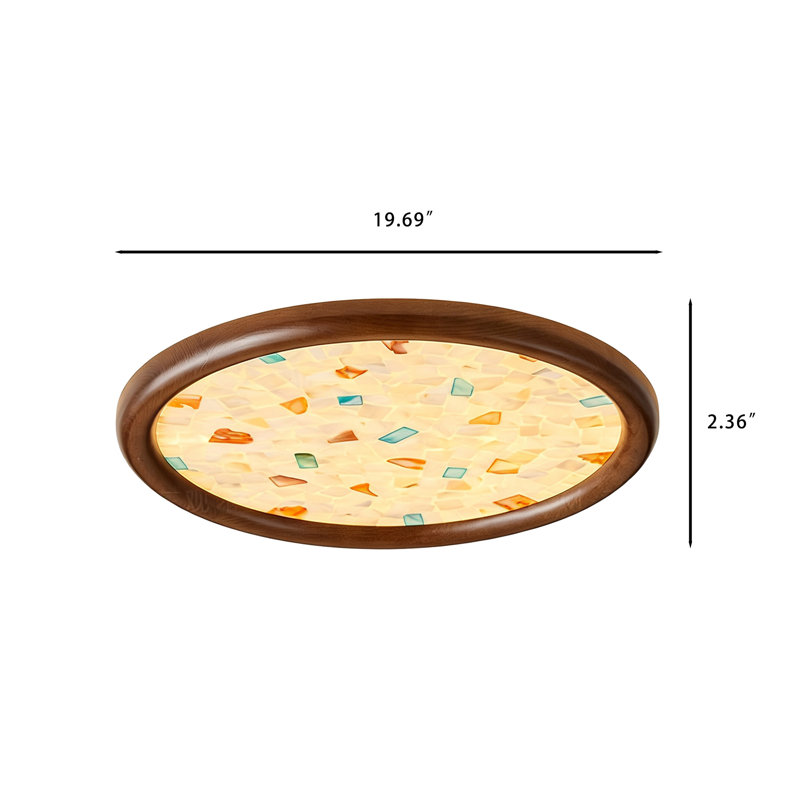 Plafonnier rond à DEL intégré en noyer 3 couleurs 19,69 "à intensité variable
