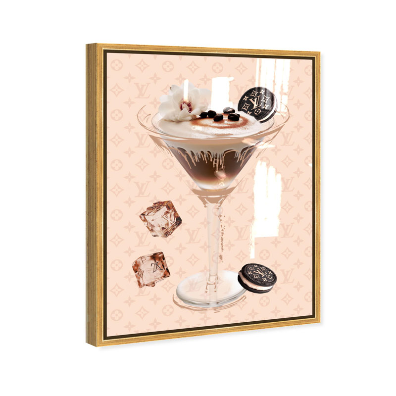 Oliver Gal Espresso Martini Luxe Glam & Bar - Hand-Applied Glass Coat Framed Canvas Art, 45" H x 36" W, Gold