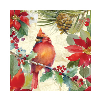 Cardinal And Pinecones Ii by Lanie Loreth - Wrapped Canvas Gallery-Wrapped Canvas