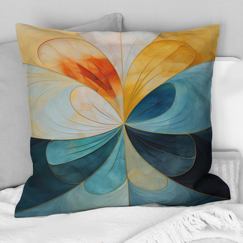 Contemplating Divinity Circular Harmony VI - Abstract Geometric Printed Throw Pillow