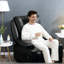 Fauteuils inclinables surdimensionnés avec massage et pivot, acier inoxydable en mousse noire