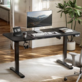 Electric Standing Desk, Height Adjustable Sit/Stand Desk with 3 Memory Presets & Headphone Hook, Ideal for Home Office Workstation
