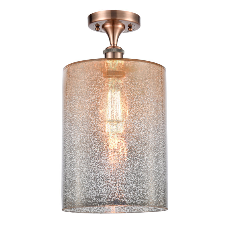 Leilani Glass Semi Flush Mount, No Bulb Included, Mercury, Antique Copper