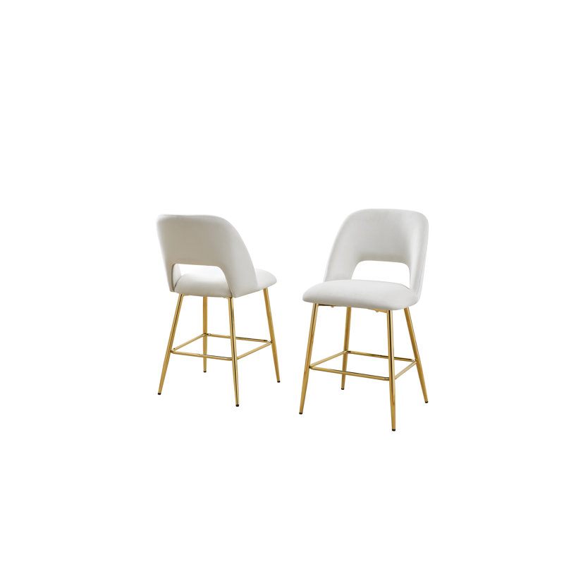 Braebury Upholstered Counter Stool with Metal Frame, Cream, Counter Stool (24” Seat Height)