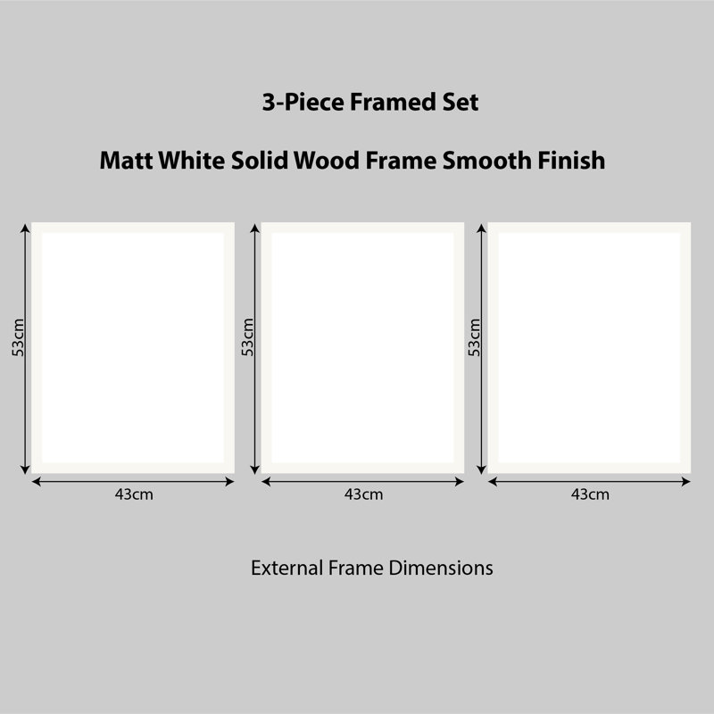 Mont Blanc In Blue - 3 Piece Single Picture Frame Print, White Closed Corner Frame Wood, 53cm H x 43cm W