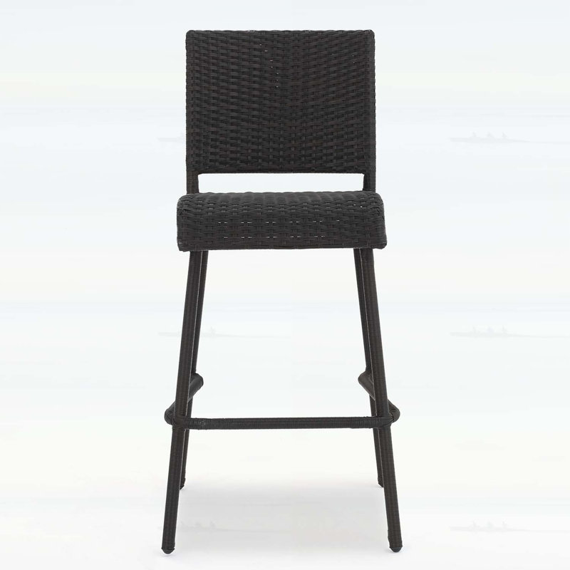 Ensemble de 2 tabourets de bar 29 po en rotin PE sans accoudoirs, brun foncé, durables et élégants pour une utilisation en terrasse