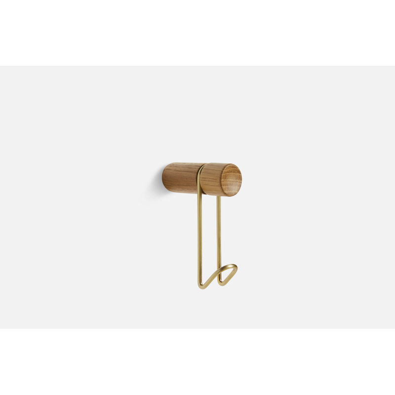 Around Wall Hanger (Small), Oak/Satin Brass