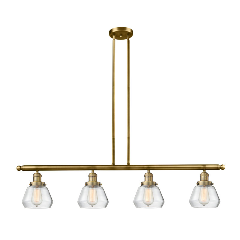 Luminaire suspendu linéaire à 4 lumières pour îlot de cuisine Chill, Transparent, Nickel poli