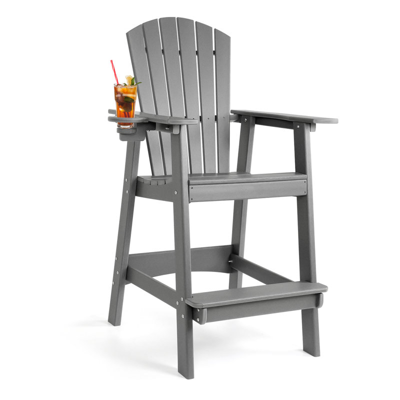 Valjean Outdoor Tall Adirondack Chair, Gray