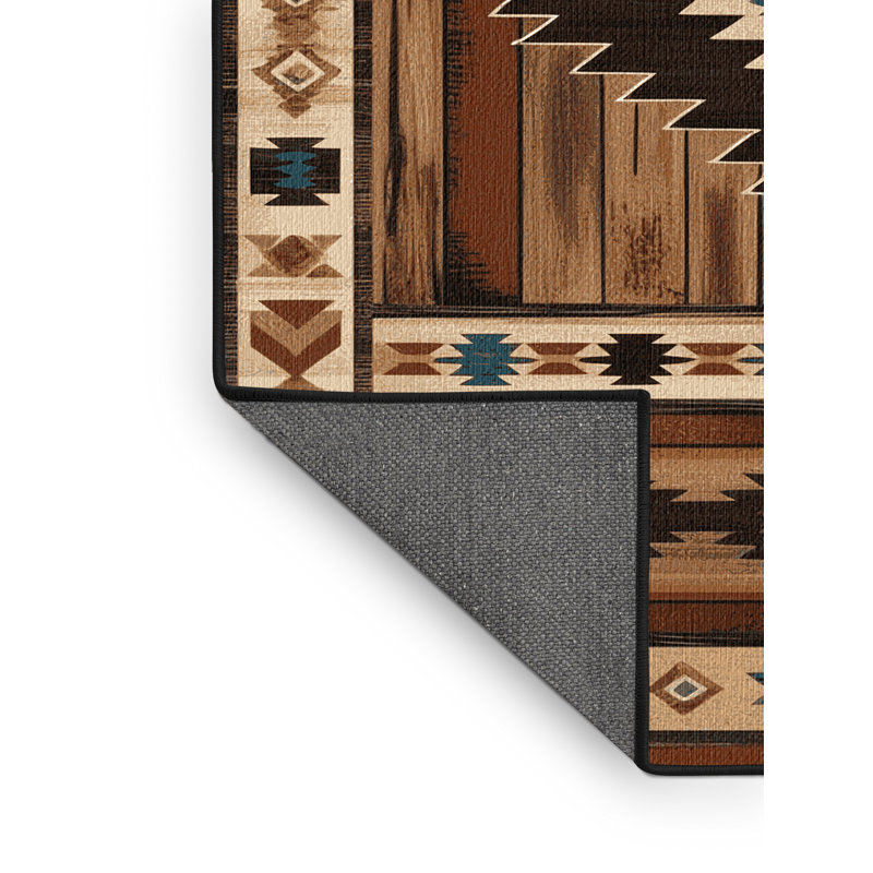 Washable Western Ranch Southwestern Area Rug, Rectangle 4' x 6'